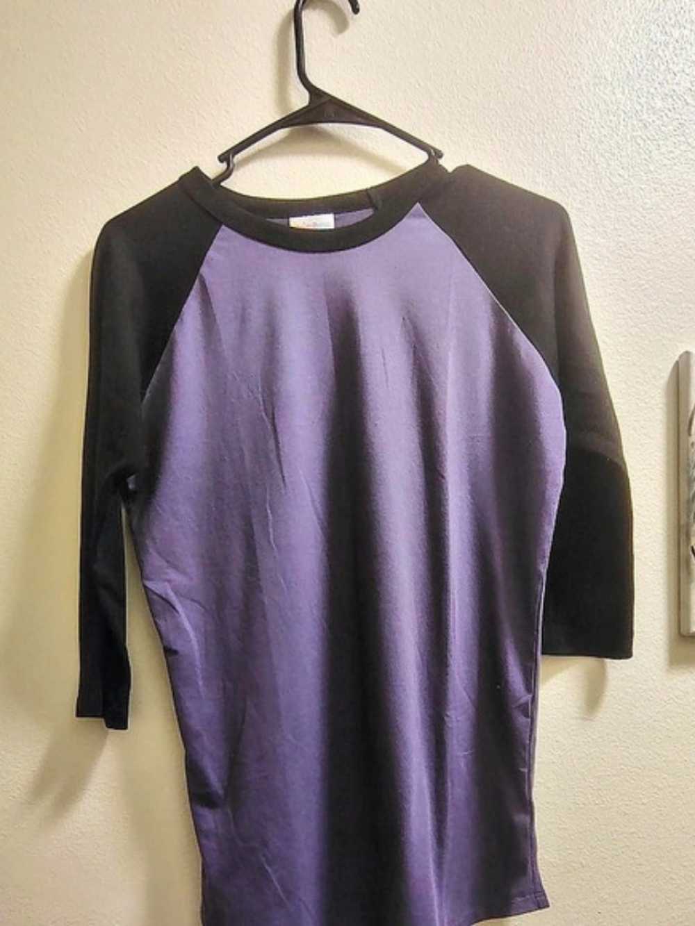 Lularoe Randy Long Sleeve Color Block Tee Purple & Black XS